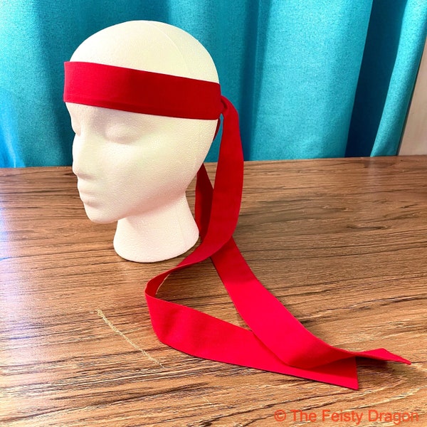 Ryu Headband. Rambo Headband. Long Red Costume Headband. Anime Headband.