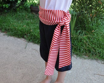 Pirate Sash Red and White Stripes. Pirate Belt. Striped Belt. Stripe Sash.