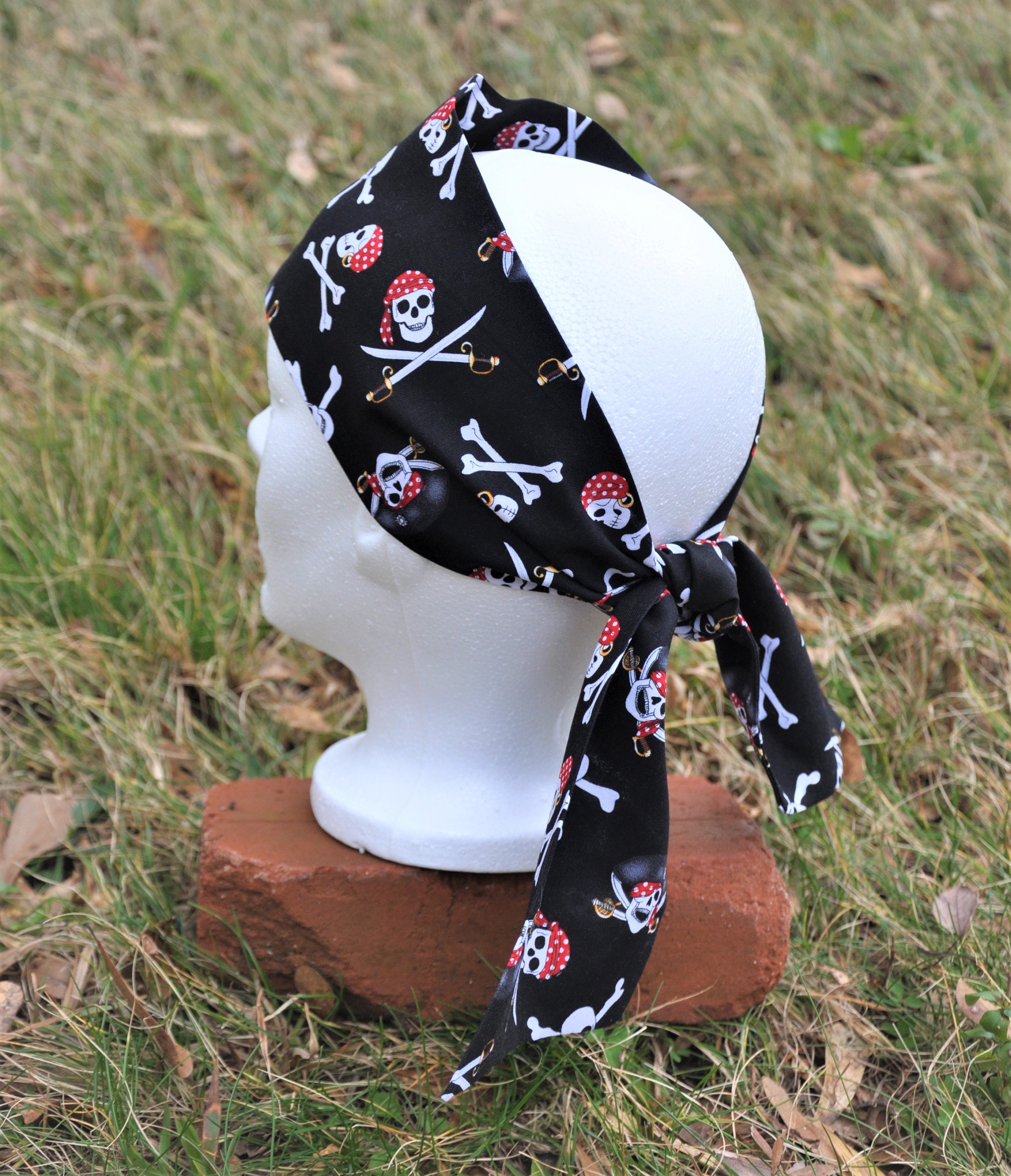 Jolly Roger Pirate Head Scarf. Cotton Head Scarf. Pirate Etsy