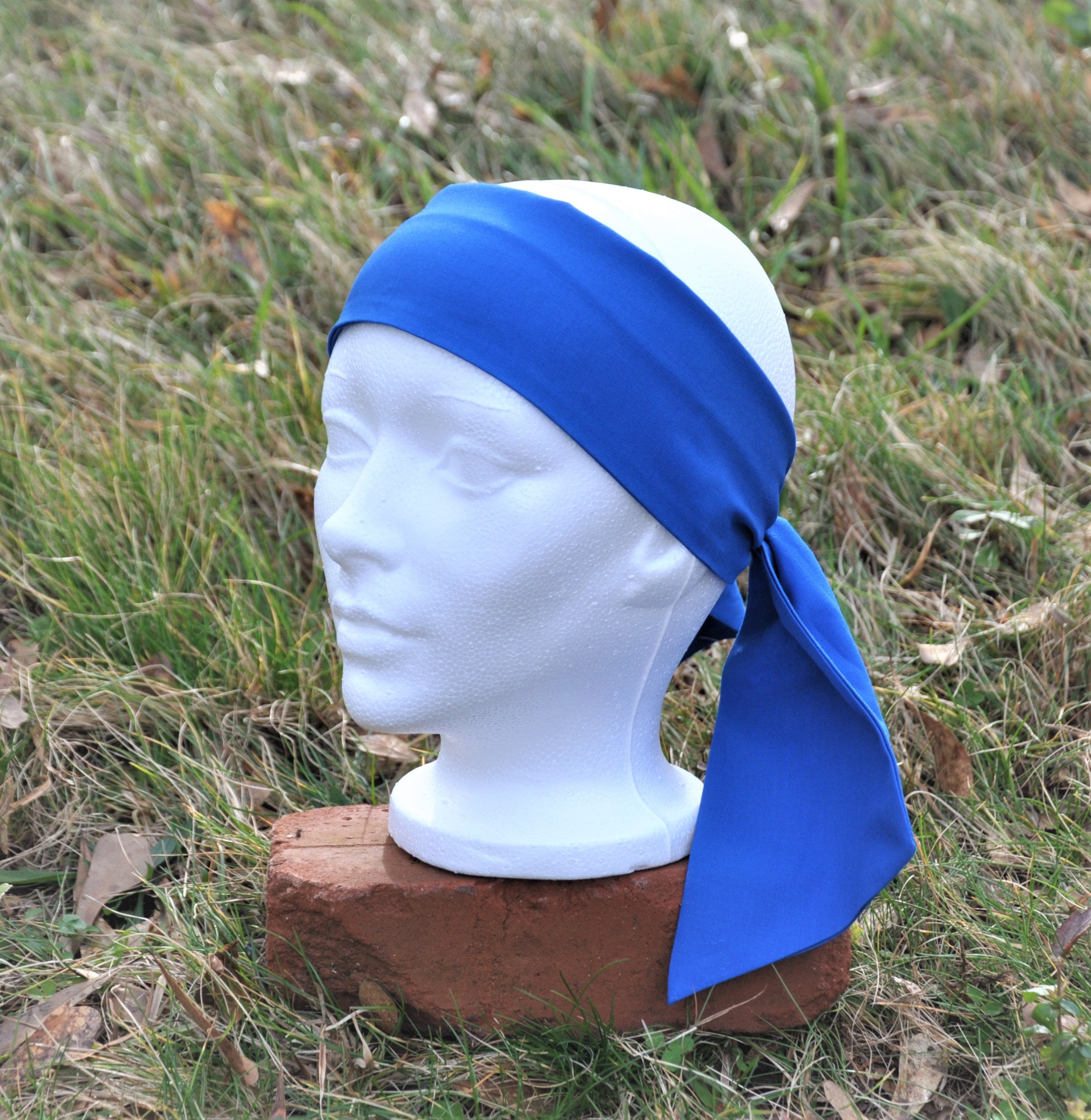 ブルーコットン海賊ヘッドスカーフ：バンダナヘッドラップ - Etsy 日本