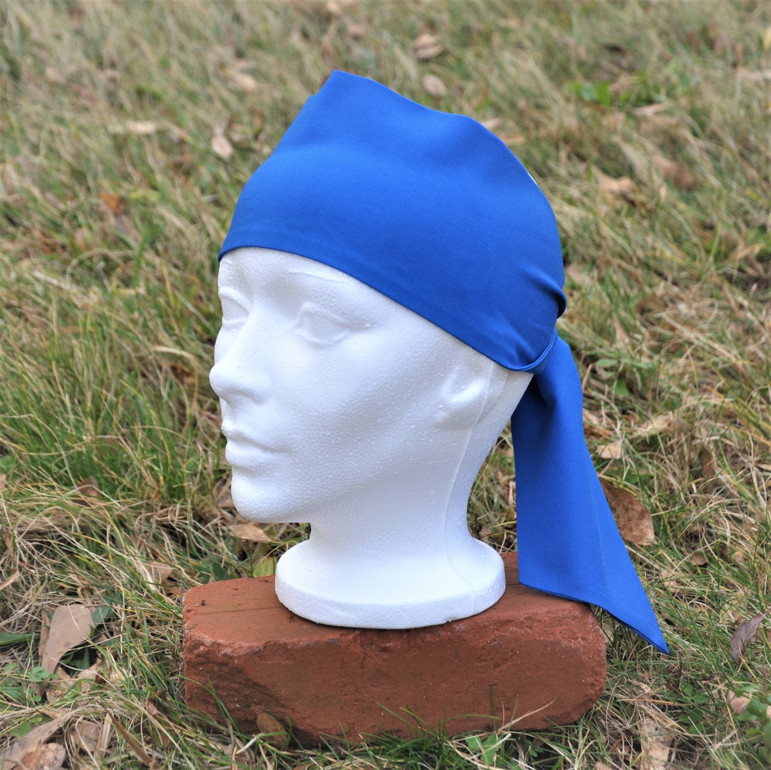 Blue Pirate Head Scarf. Cotton Head Scarf. Pirate Bandana. Pirate Head