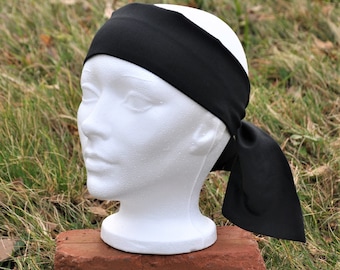 Black Pirate Head Scarf. Cotton Head Scarf. Pirate Bandana. Pirate Head Wrap. Black Head Scarf. Neck Scarf. Wide Headband.