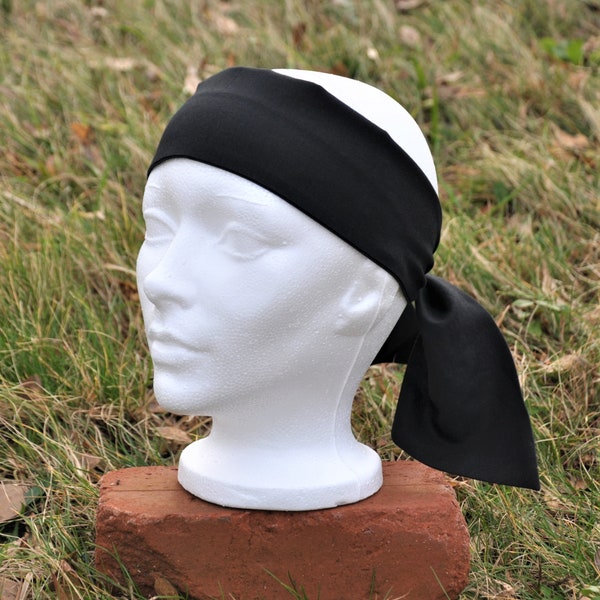 Black Pirate Head Scarf. Cotton Head Scarf. Pirate Bandana. Pirate Head Wrap. Black Head Scarf. Neck Scarf. Wide Headband.