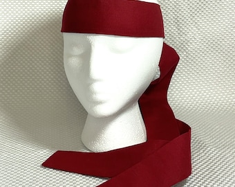 Diadema Rambo rojo oscuro: Diadema larga de algodón para disfraz