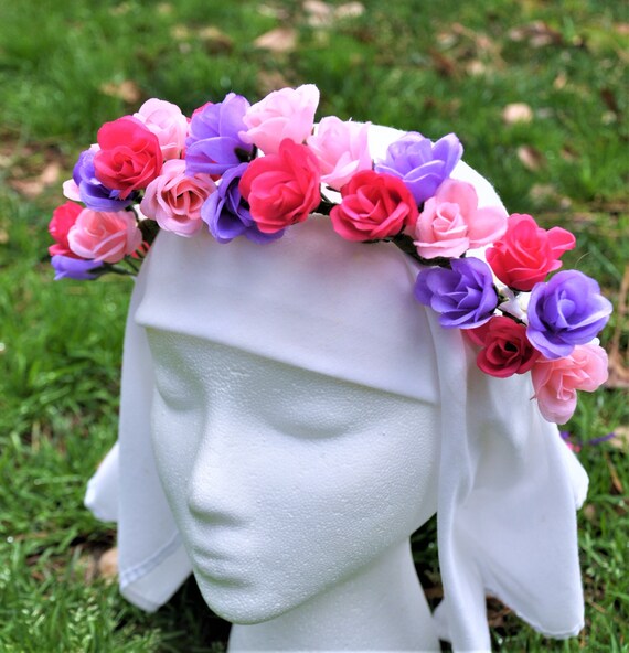 Handmade Floral Headband with Purple and Pink Roses Fairy Fascinator Headpiece Amazon.com : KorViSHOW Purple Flower Crown - Traditional  main image 3