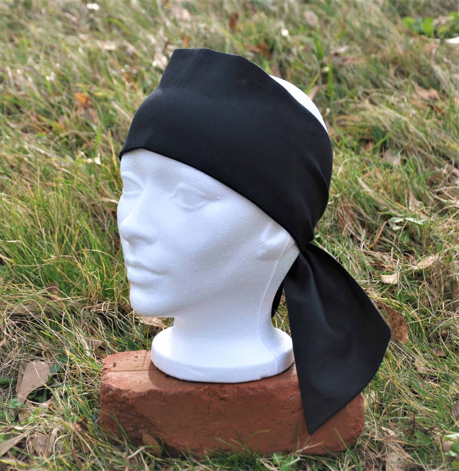 Black Pirate Head Scarf. Cotton Head Scarf. Pirate Bandana. | Etsy
