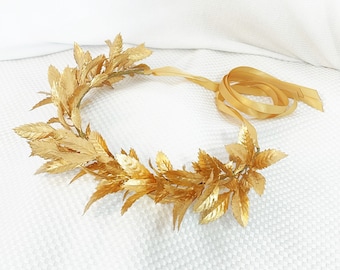 Gold Leaf Crown. Greek Laurel Crown. Golden Leaf Crown Headpiece. Roman God Crown, Greek God Crown.