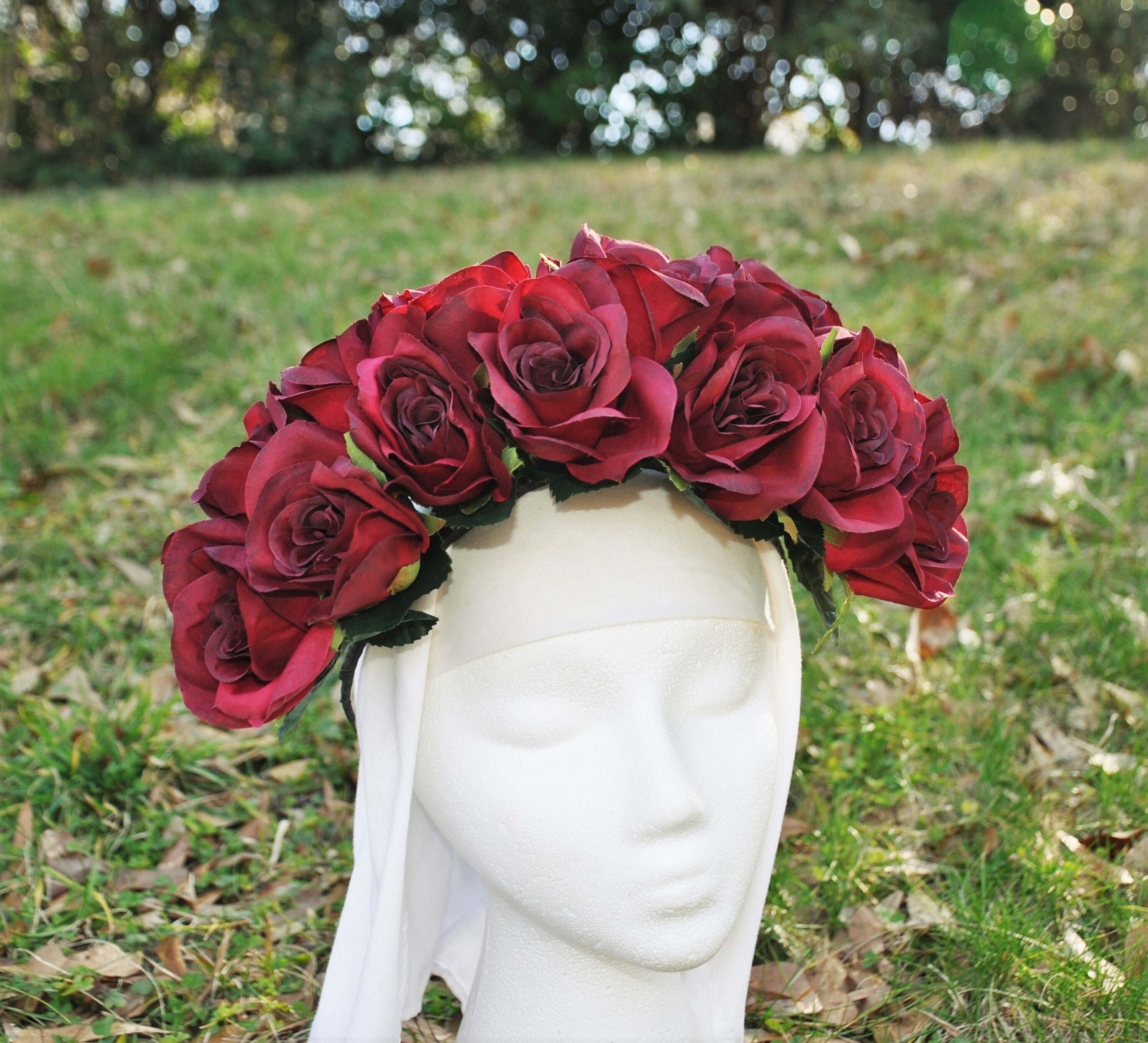 One Of A Kind Red Rose & Mushroom Crown Royal Bloom Crown – daysflowersflorida.com main image 2