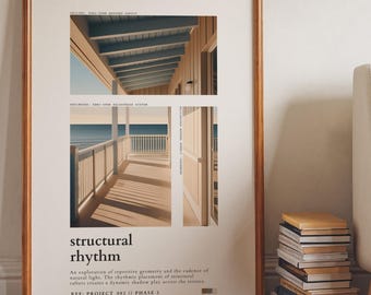 Coastal Architecture Print | Minimalist Beach House Wall Art, Neutral Poster