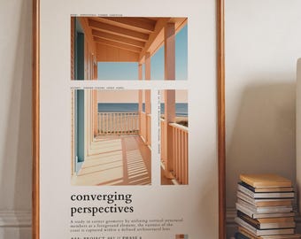 Coastal Architecture Print | Minimalist Beach House Wall Art, Neutral Poster