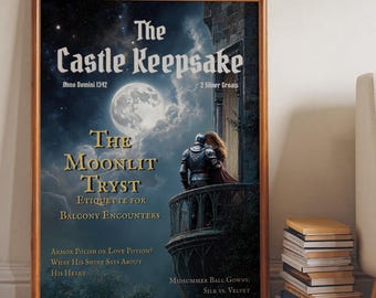 Castle Keepsake Magazine Print – Medieval Romance, Knight & Maiden Art