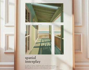 Minimalist Architecture Print | Coastal Spatial Interplay Poster | Neutral Wall Art
