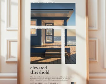 Modern Coastal Architecture Print | Beach House Wall Art, Minimalist Design