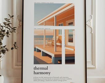 Minimalist Architecture Print | Modern Coastal Beach House Wall Art