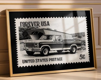 Ford F-Series Pickup Truck Poster – Vintage Stamp Art Print