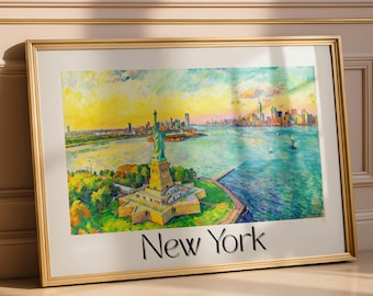 Statue of Liberty Print – New York Harbor, Skyline Art