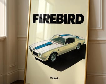Vintage Firebird Pontiac Poster – 70s Muscle Car Art Print