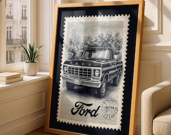 Vintage Ford F-150 Truck Art Print - Automotive Memorabilia