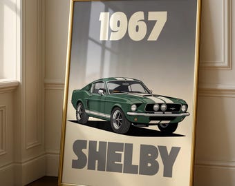 1967 Shelby Mustang Poster | Classic Muscle Car Wall Art Print