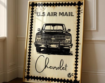 Vintage Chevrolet Truck Print - Retro Garage Wall Art
