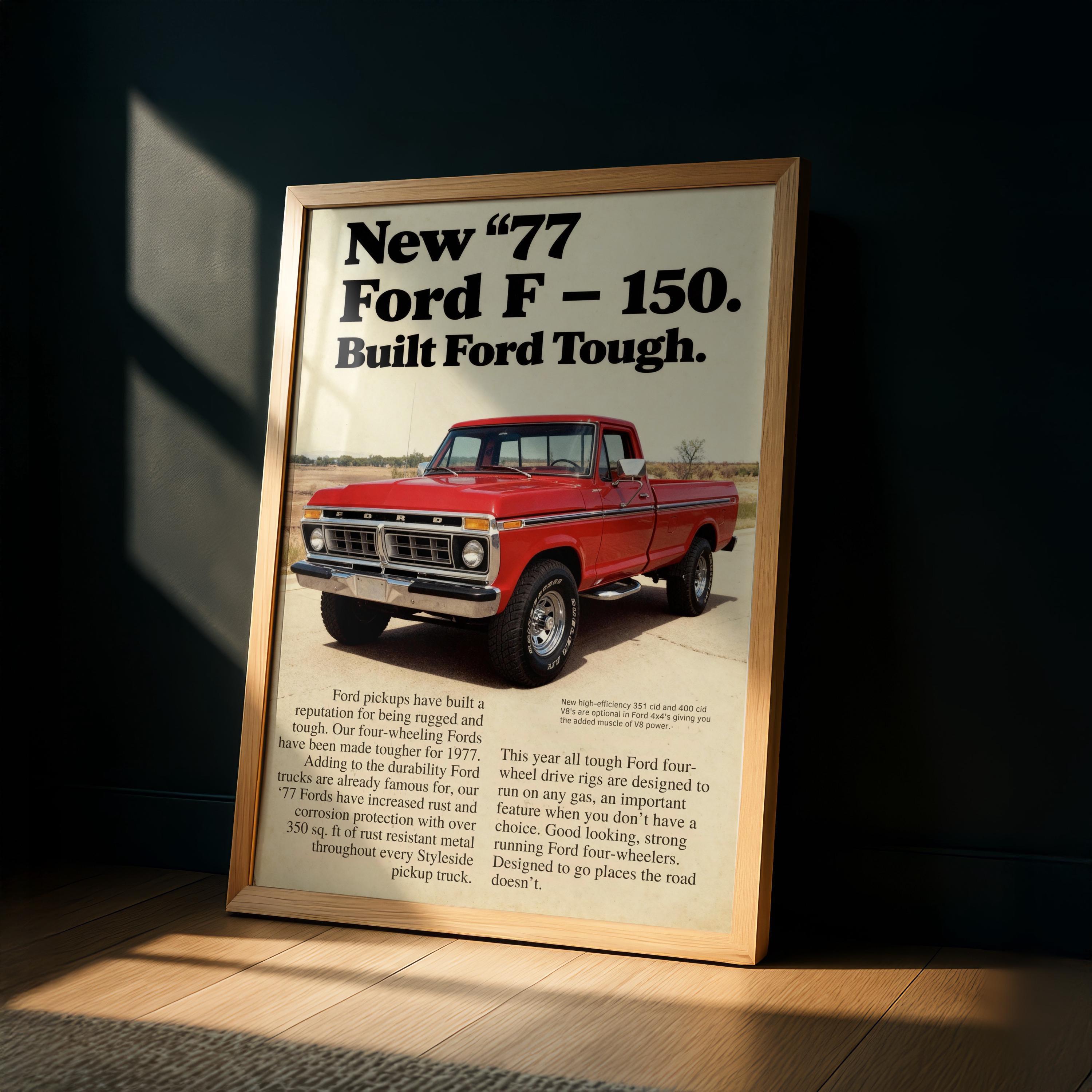 Vintage Ford Truck Advertisement Art Print, Ford F-series Pickup