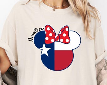 Personalized Texas Mickey Minnie 4th July Bella Canvas Tee