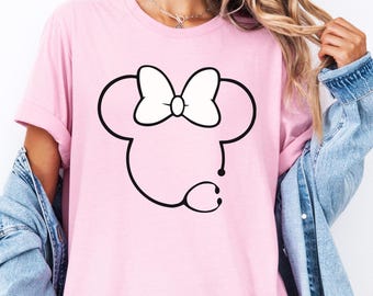 Minnie Mouse Nurse T-Shirt RN Gift Stethoscope Design Bella+Canvas Tee