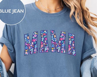 Floral Mama Shirt, Varsity Mom Graphic Tee, Comfort Colors & Bella Canvas