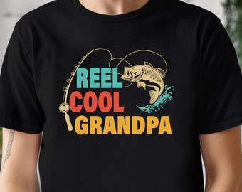 Reel Grandpa Fishing Shirt, Bass Tee for Papa, Lake Trip Gift