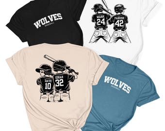 Personalized Baseball Team Shirt, Custom Player Name Number Bella Canvas Tee