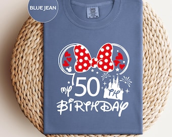 Personalized 50th Birthday Minnie Mouse Shirt, Comfort Colors Tee