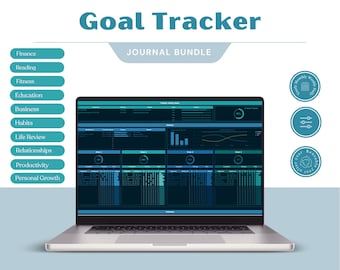 Planner degli obiettivi Foglio di calcolo Google Tracker degli obiettivi Annuale Mensile Settimanale Giornaliero Obiettivi intelligenti Vision Board Modello Excel
