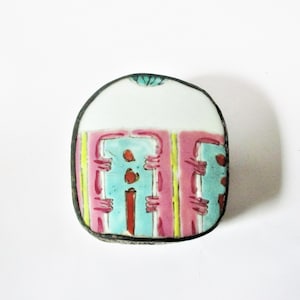 Vintage Pill Box Shard Pottery GEOMETRIC Opium Box Snuff Box 19th Century TRIBAL ALIEN