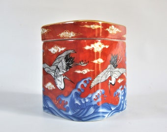 Pojemnik na herbatę Vintage CRANES Ginger Jar Słoik na kadzidełka