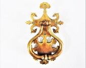 Vintage Door Knocker SCROLLING GOTHIC Brass Dragon Peacock LARGE