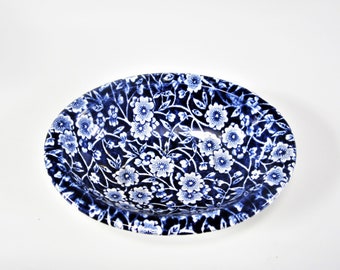 Vintage Seifenschale CALICO England BLUE BOTANICAL Burleigh Staffordshire Seifenschale
