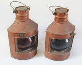 Vintage PORT and STARBOARD Lanterns COPPER Nautical Oil Lantern