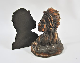 Sujetalibros antiguos indios, bronce y cobre, década de 1940