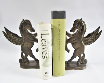 Podpórki do książek w stylu vintage PEGASUS Podpórki do książek w stylu konia z lat 70. DECO Mosiądz