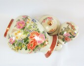 Vintage GINGER JARS Tea Jars Canister Floral SATSUMA Japan Set of 2