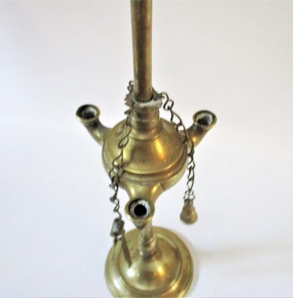 Antique Oil Lamp 3-WICK Lucerne Lamp ADJUSTABLE Brass With