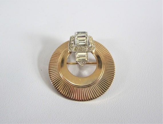 Vintage Art Deco BOUCHER Circle Brooch Pin 1950s - image 1