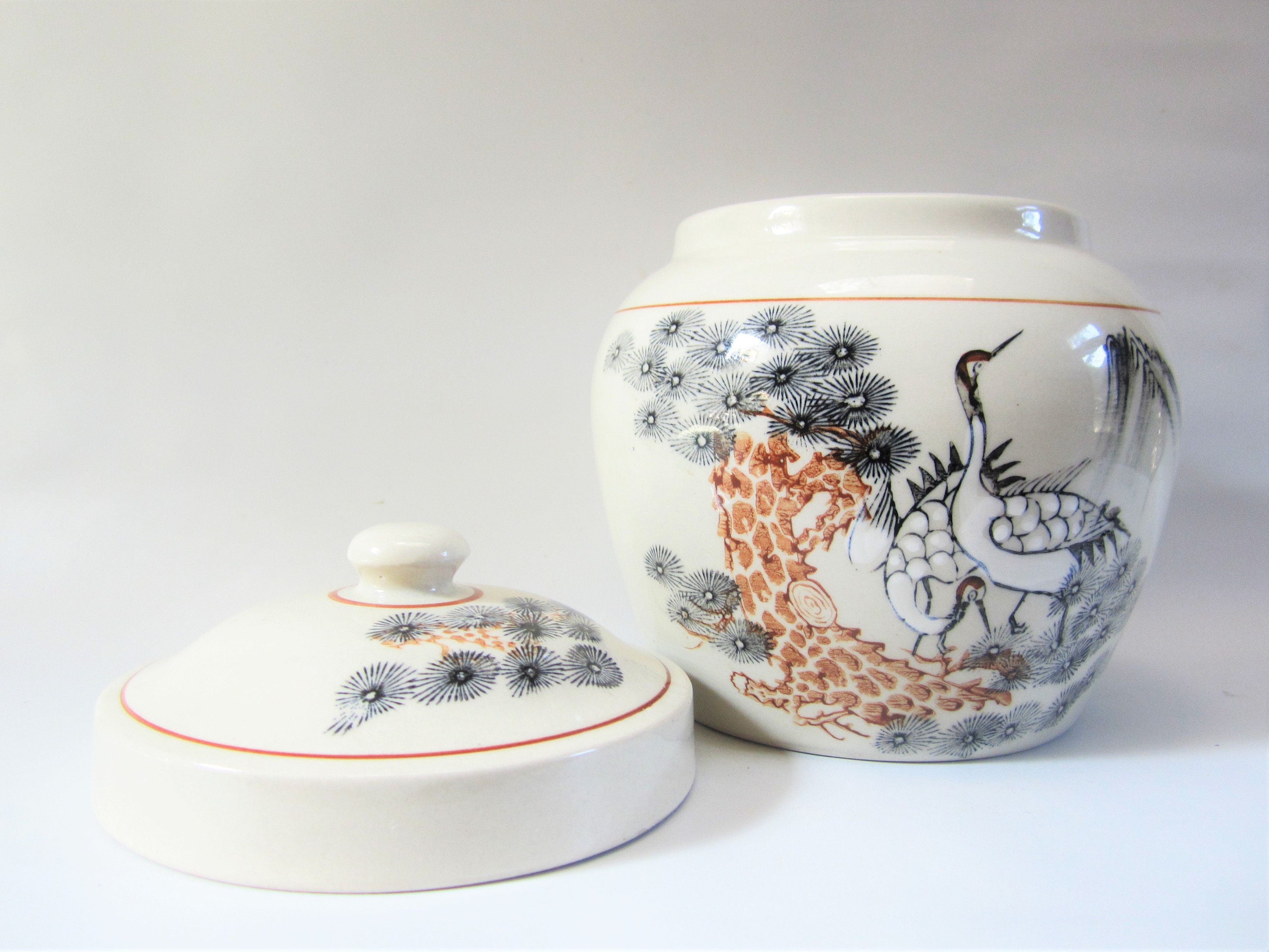 Vintage CROCK Tea Jar Caddy GINGER Jar Canister Hand Decorated Etsy