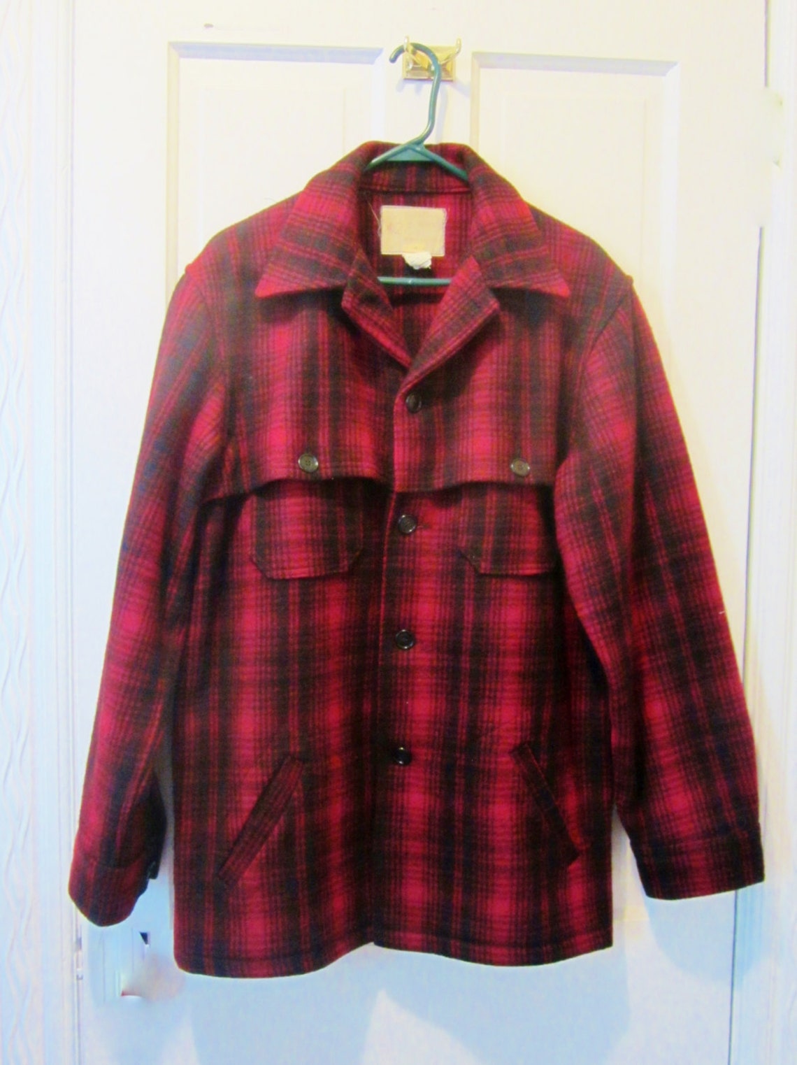Vintage Wool Coat BEMIDJI Hunting Jacket Size 42 L Red PLAID - Etsy