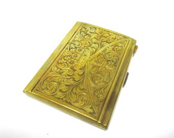 Antyczne mosiężne etui na papierosy SWIRLING BOTANICAL metalowy portfel wysokiej jakości
