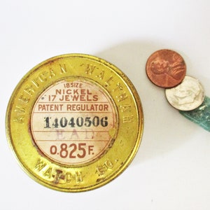 New Use Antique Pill Box Brass Tin Snuff Box AMERICAN WALTHAM WATCH Co Watch Parts Container