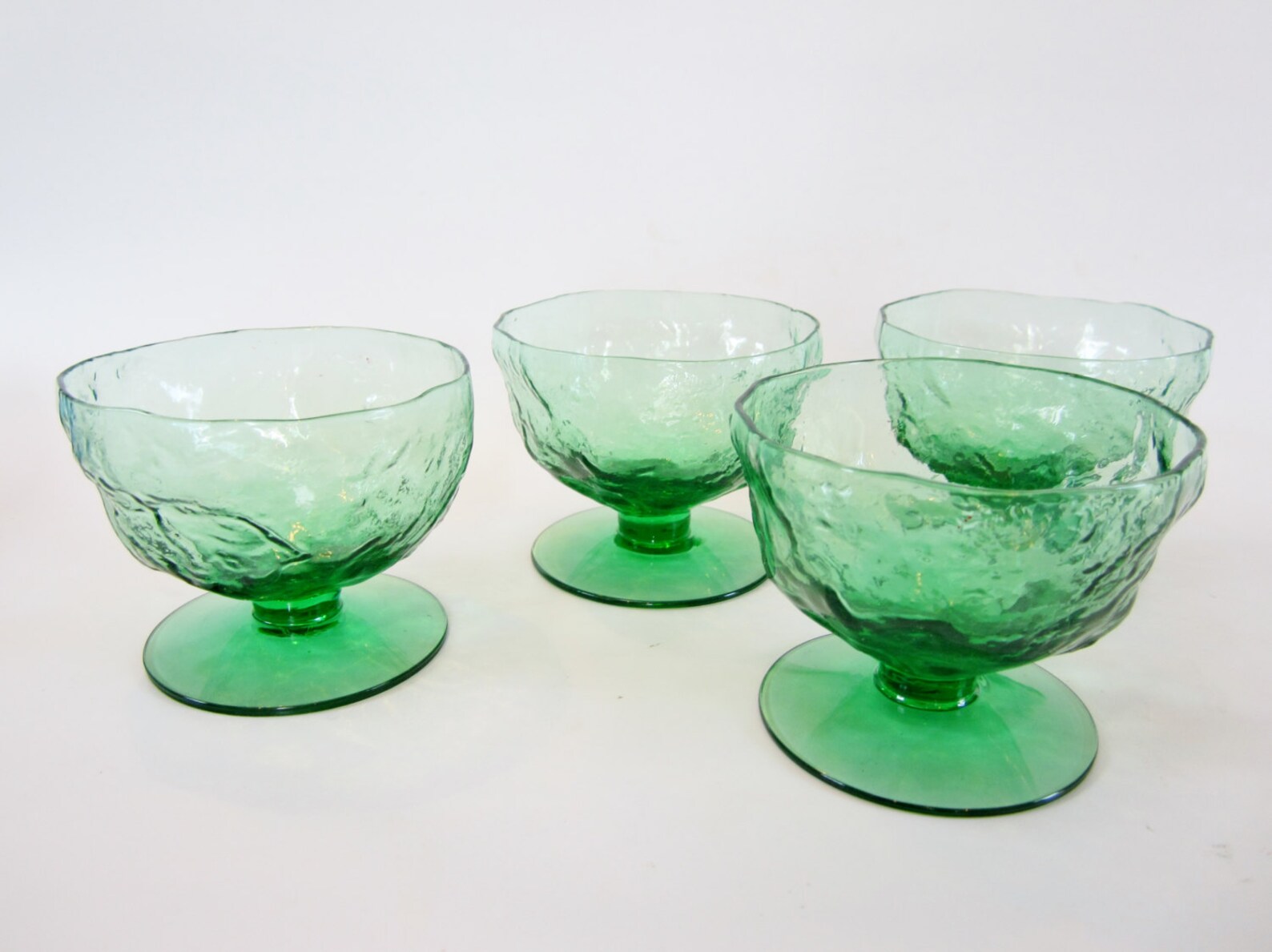 Vintage Dessert Cups Glass CRINKLE Topaz EMERALD Etsy