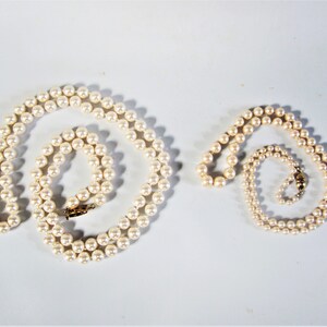 Vintage Faux Pearl Necklace MONET 24&quot; and 36&quot; Knotted Pearls Set of 2 Strands