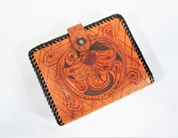 Vintage Tooled Leather Wallet DIAMONDS and BONTAN… - image 6