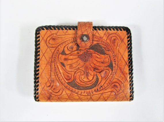 Vintage Tooled Leather Wallet DIAMONDS and BONTAN… - image 2
